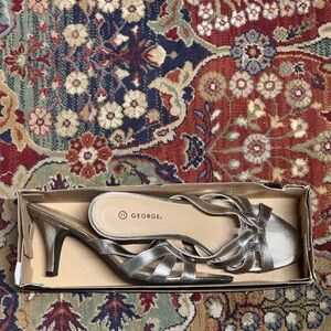 George Silver Strappy Heels - Size 11